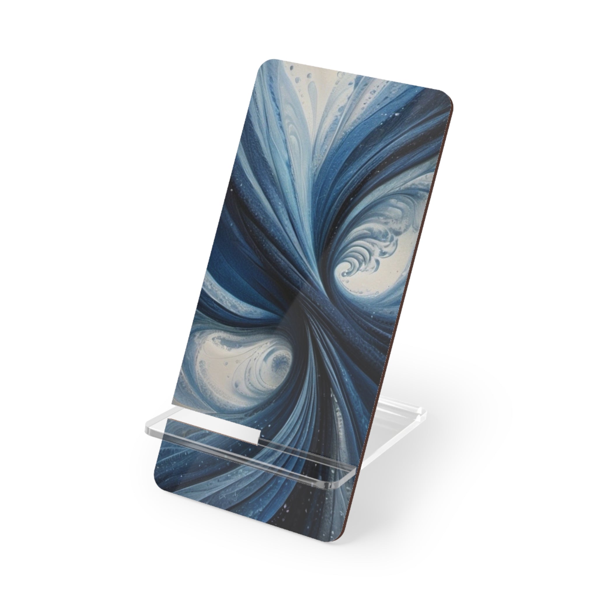 Acrylic Phone Stand — Blue Swirl Mobile Display Stand for Smartphones