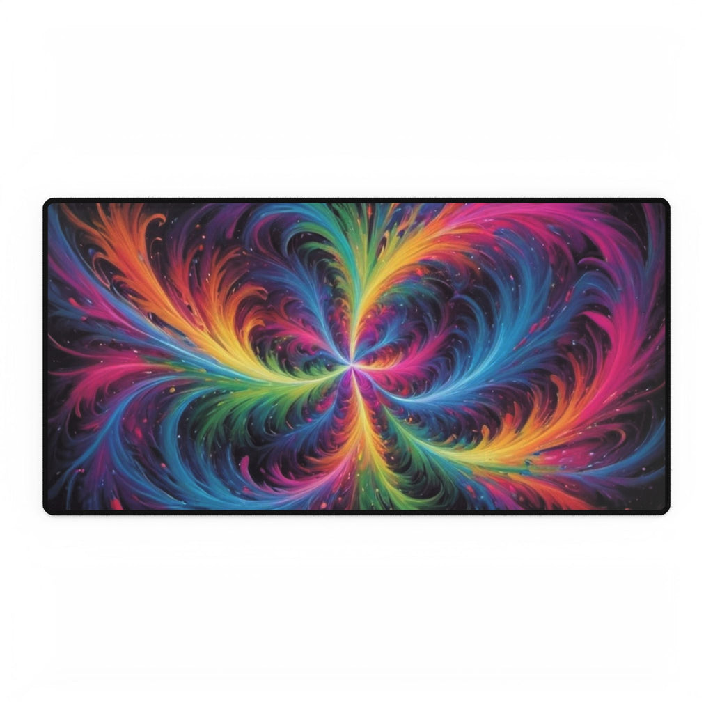Abstract Vortex Desk Mat — Large Gaming & Office Mousepad with Colorful Psychedelic Swirl
