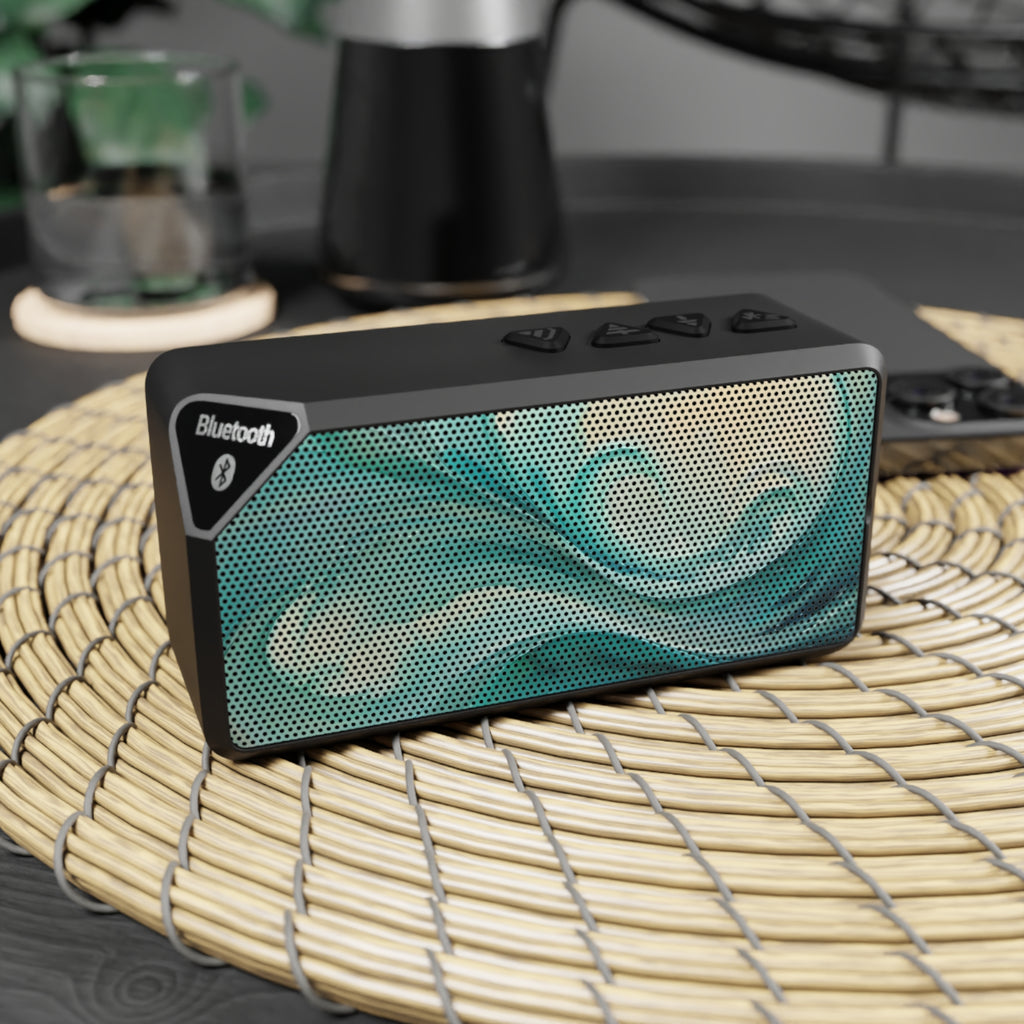 Teal Wave Portable Bluetooth Speaker — Swirl Design Wireless Speaker