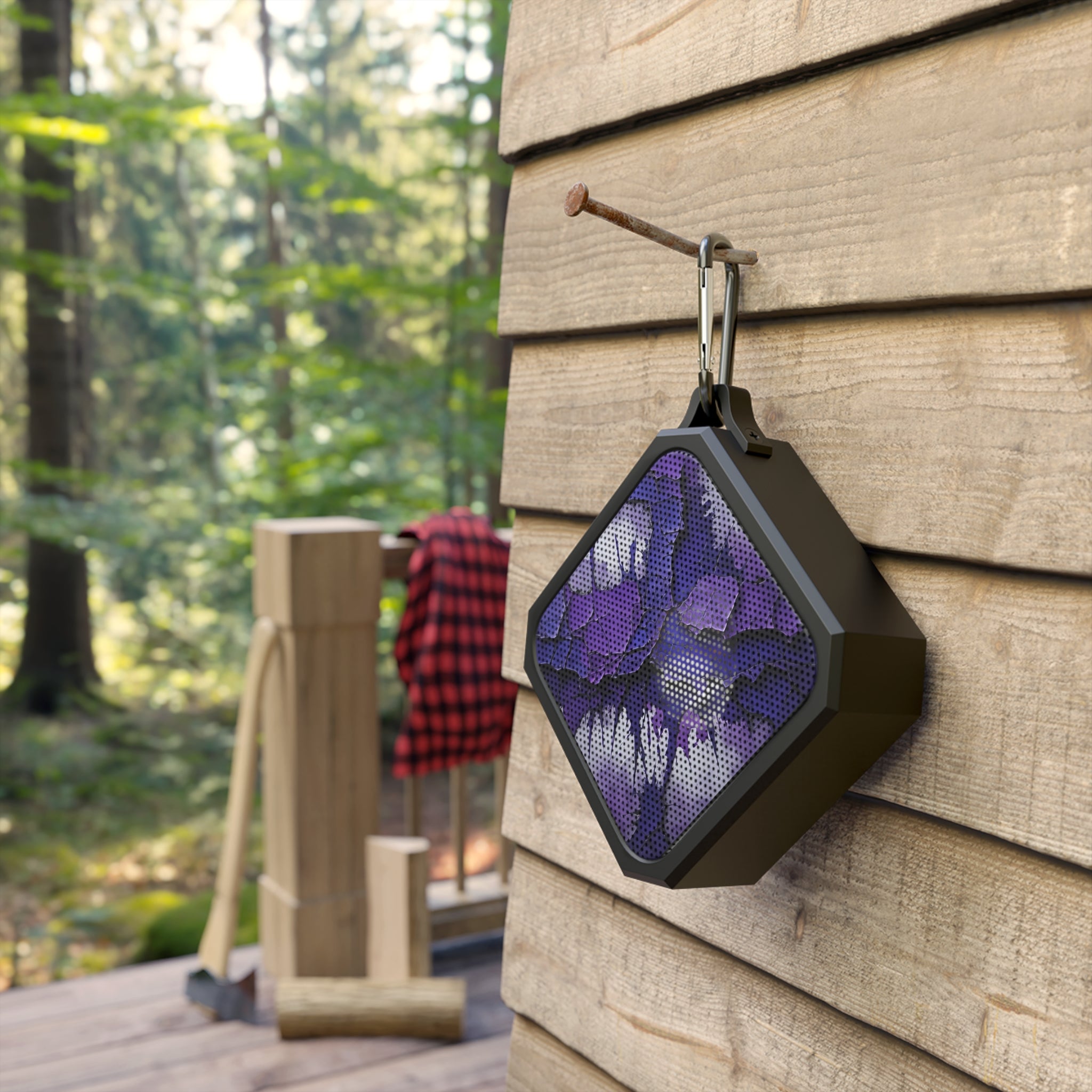 Portable Outdoor Bluetooth Speaker — Purple Marble Splash Design