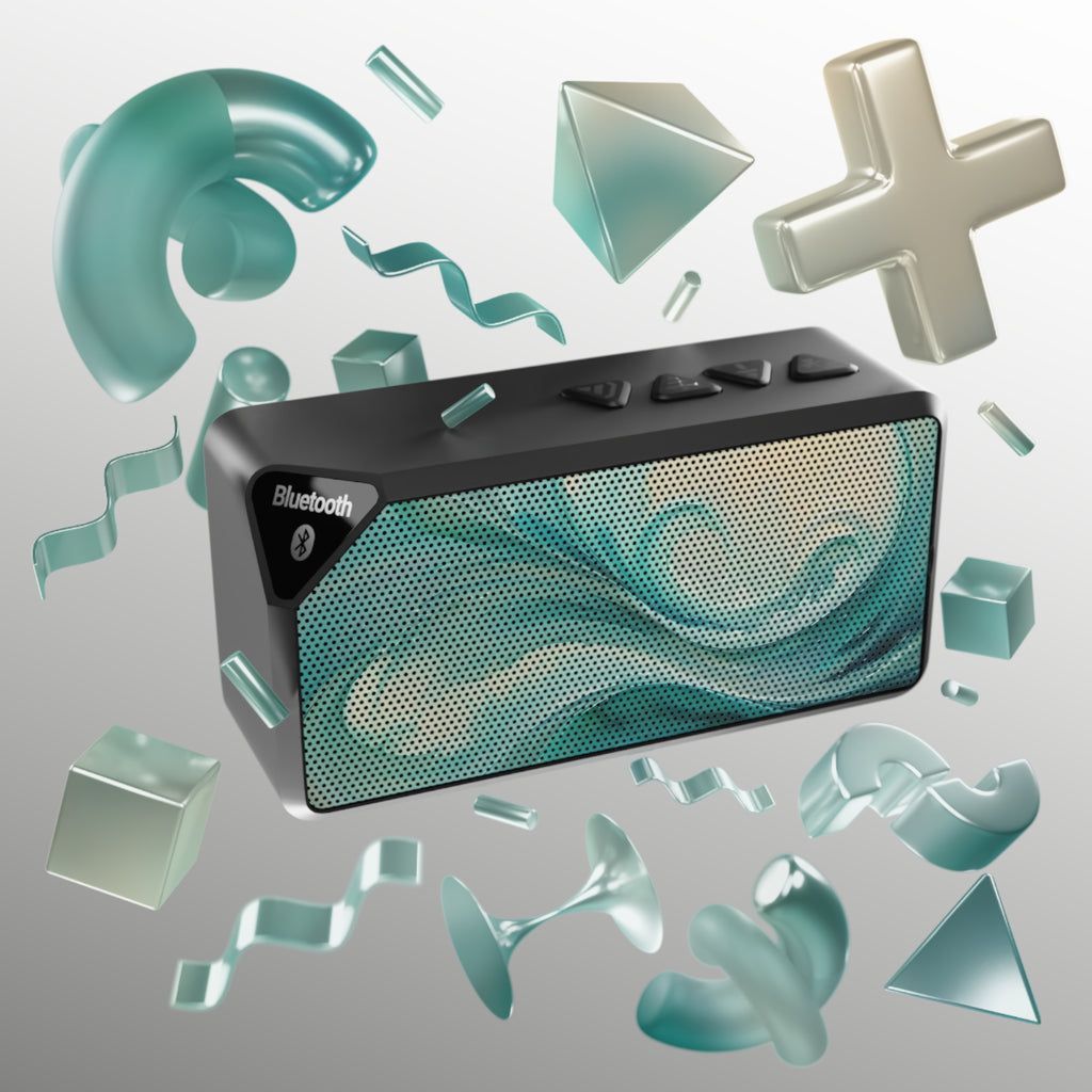 Teal Wave Portable Bluetooth Speaker — Swirl Design Wireless Speaker