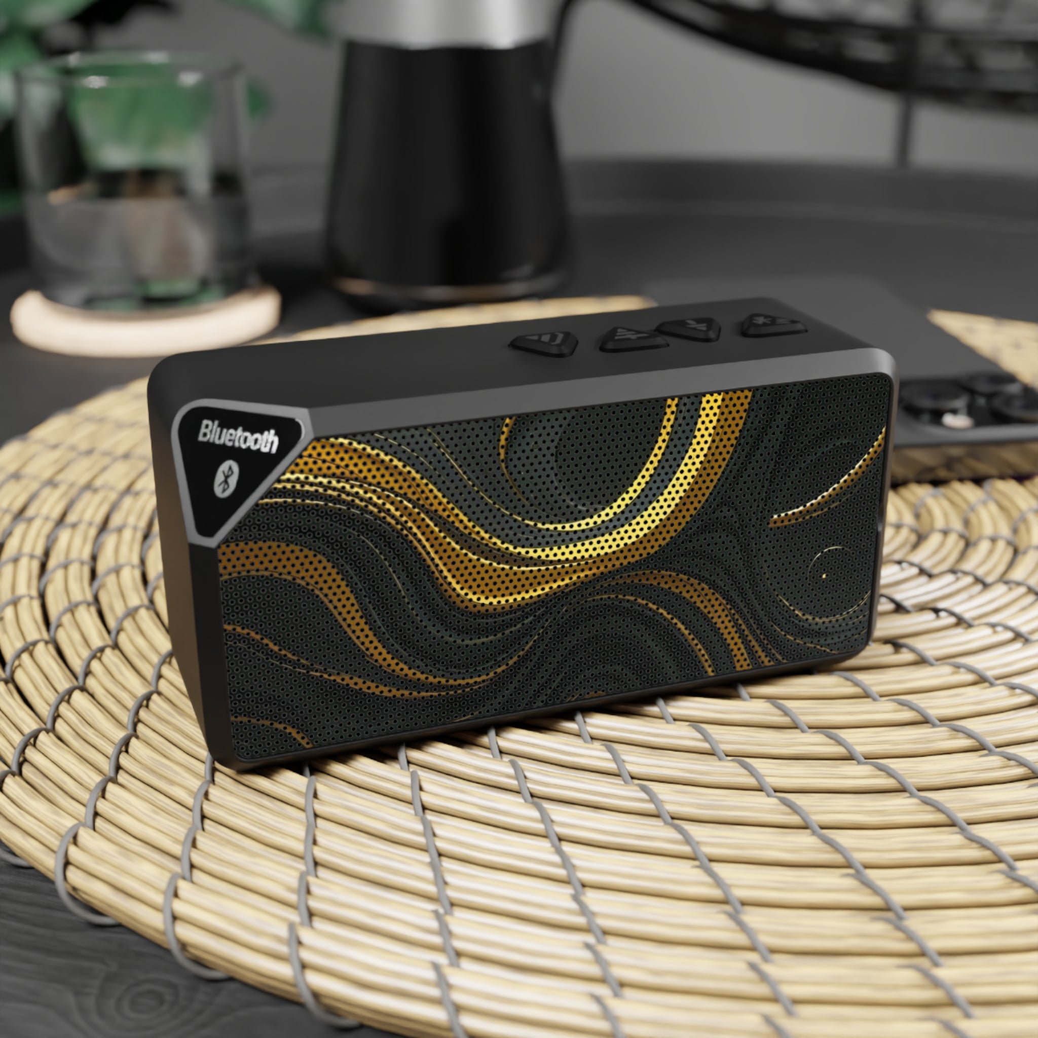 Bluetooth Speaker — Gold Swirl Portable Speaker (Jabba Design)
