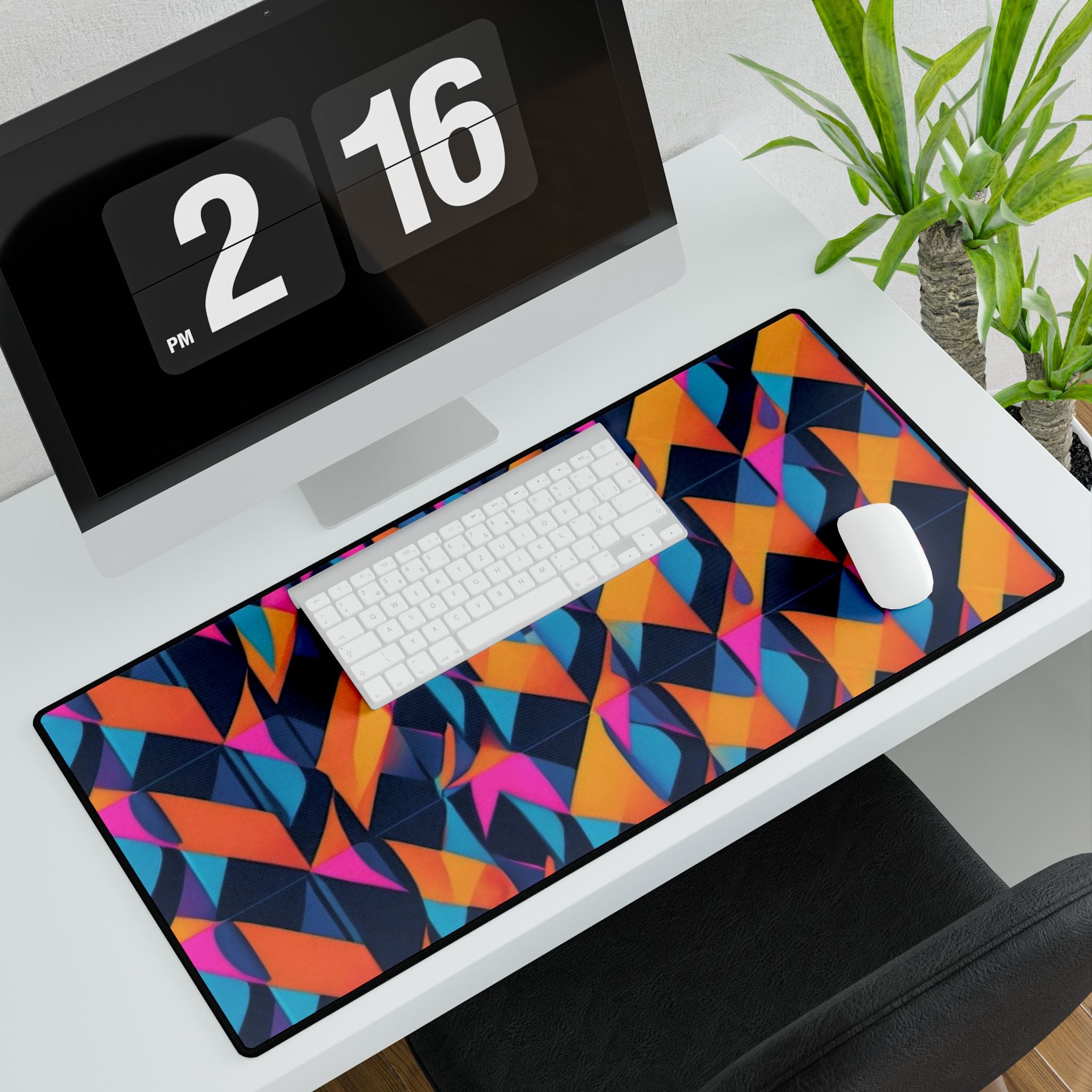 Abstract Neon Geometric Desk Mat — Colorful Gamer & Office Mouse Pad