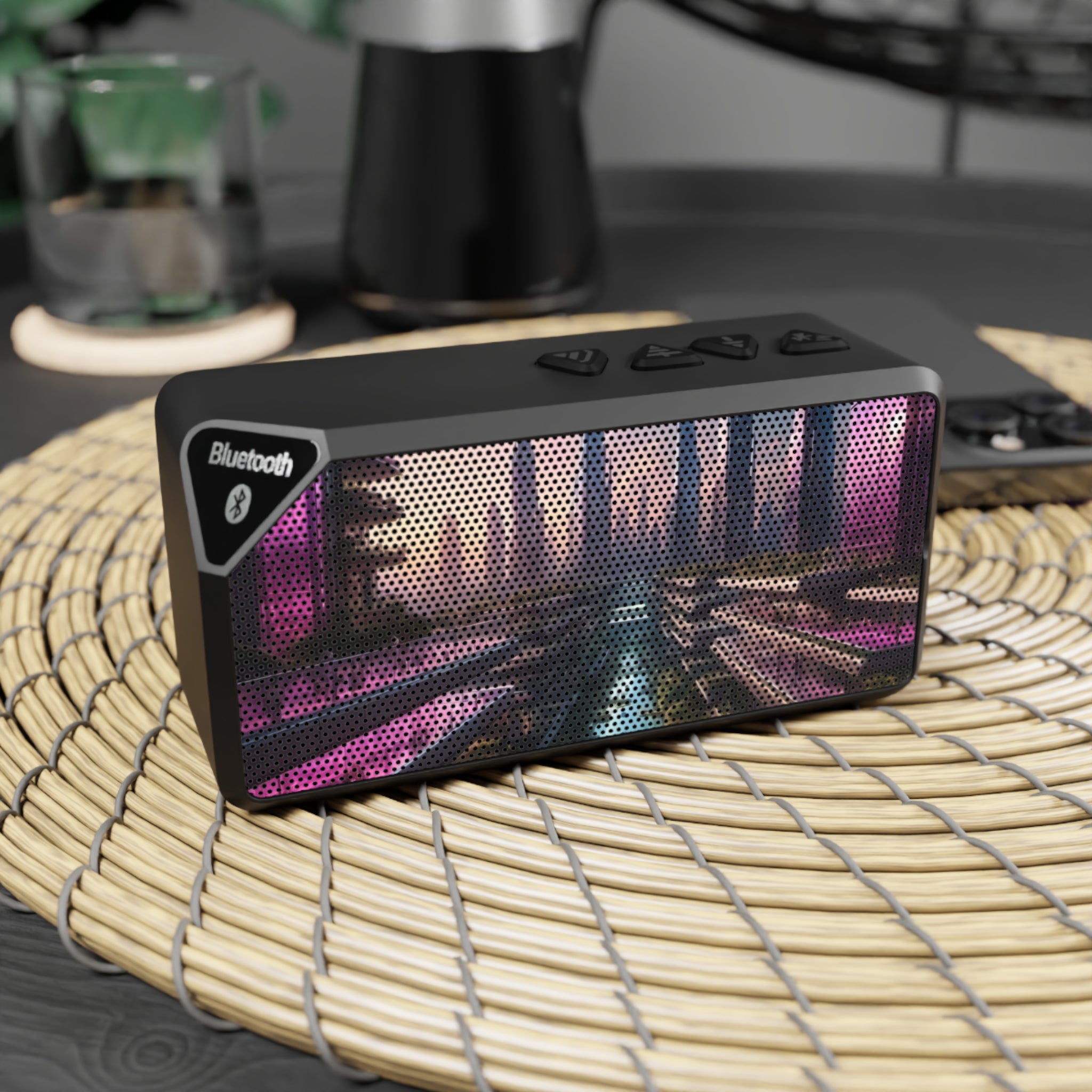 Bluetooth Speaker — Retro Neon City Design Portable JBL-Style Speaker