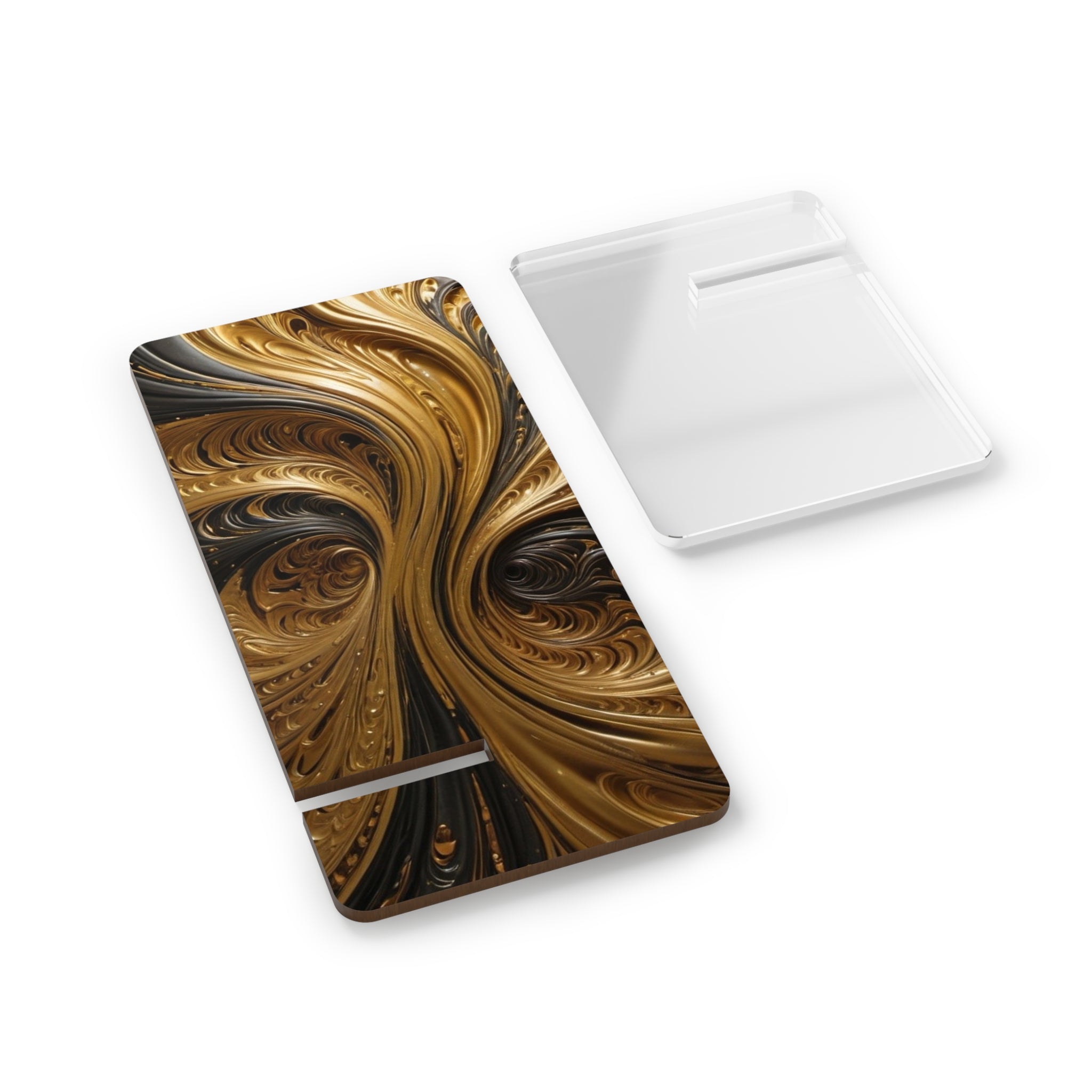 Acrylic Phone Stand — Elegant Gold Swirl Mobile Display Stand