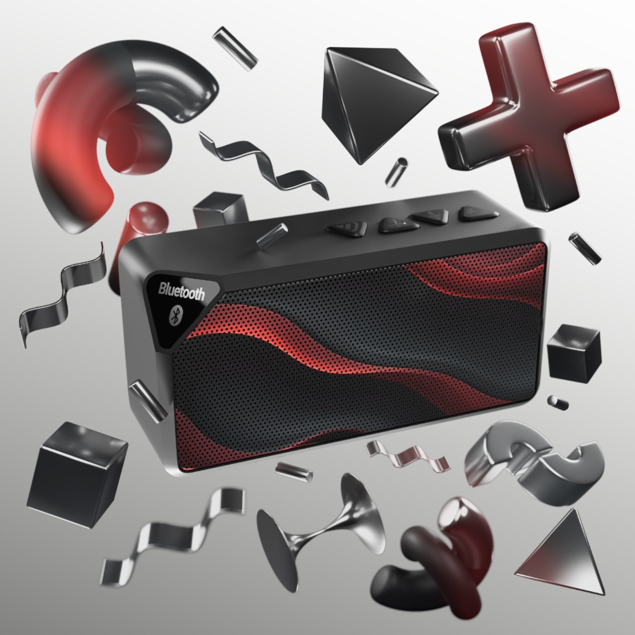 Portable Bluetooth Speaker — Red Wave Grill Design