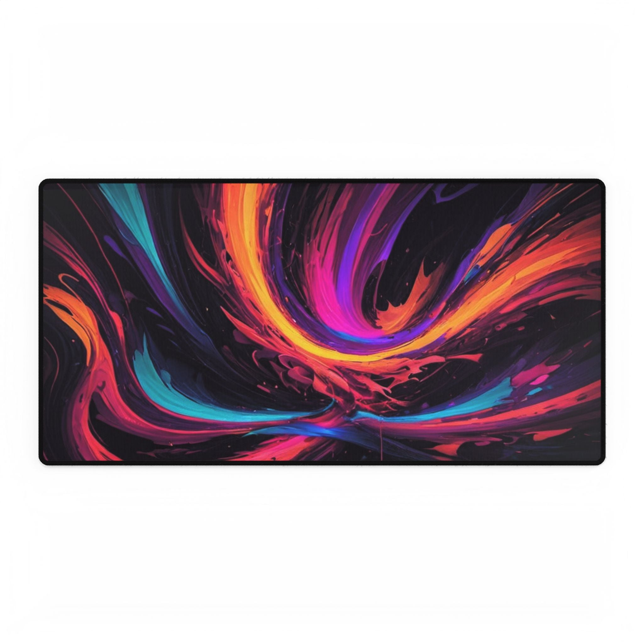 Abstract Neon Swirl Desk Mat — Large Gaming & Office Mouse Pad