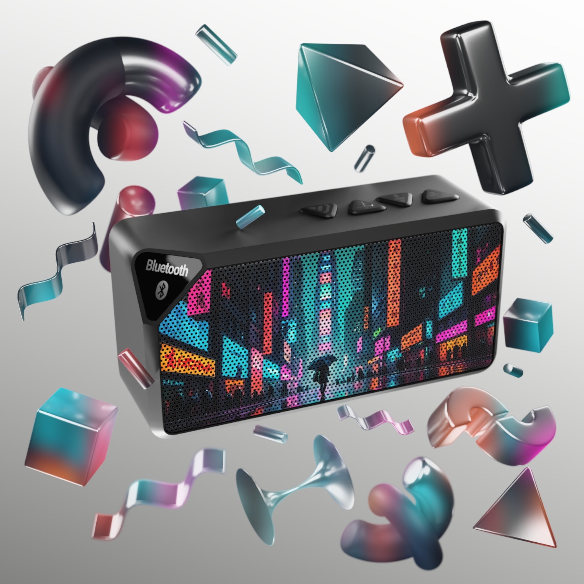 Bluetooth Speaker — Neon City Graphic Portable Wireless Speaker
