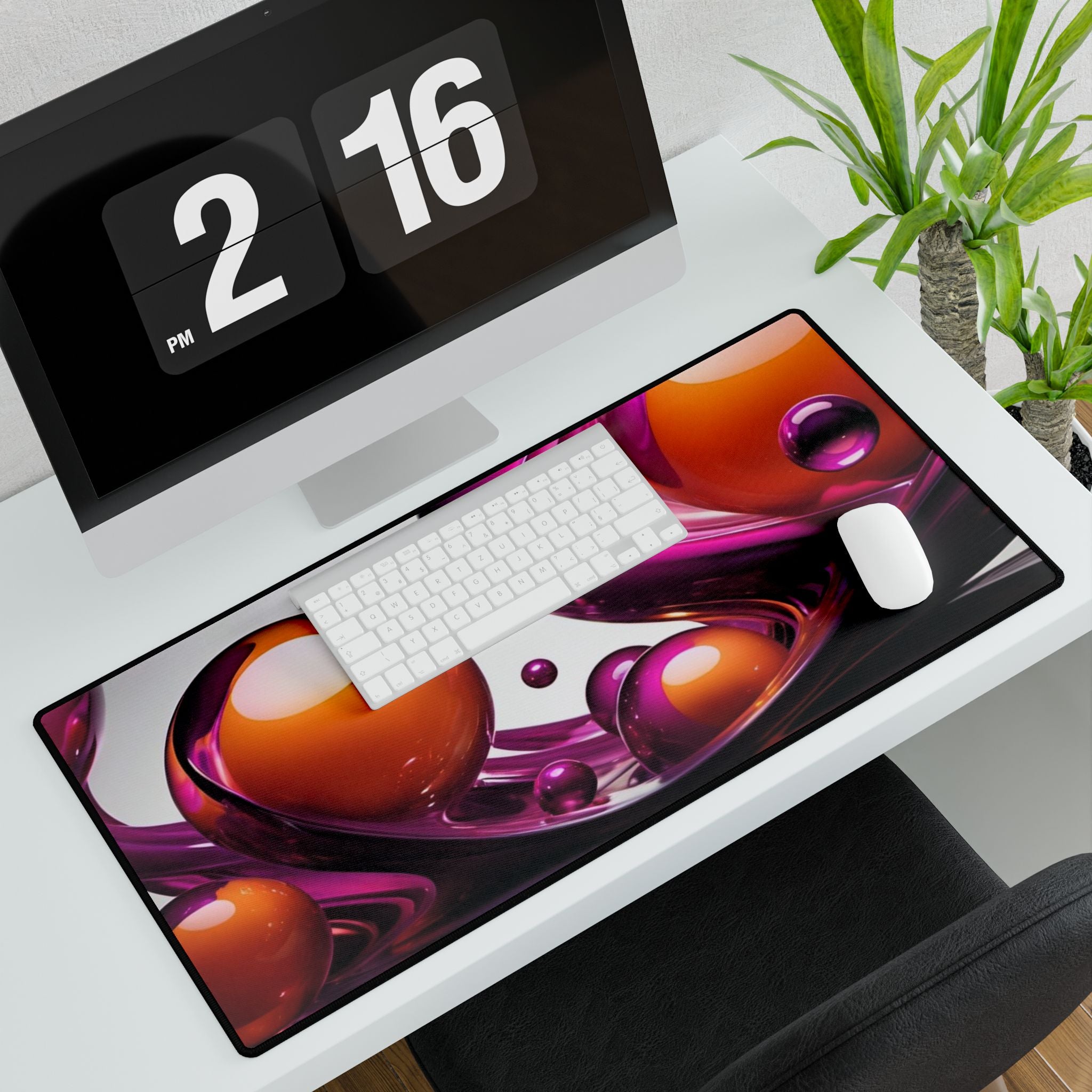 Abstract Neon Orb Desk Mat — RGB Gaming Mousepad & Desk Protector