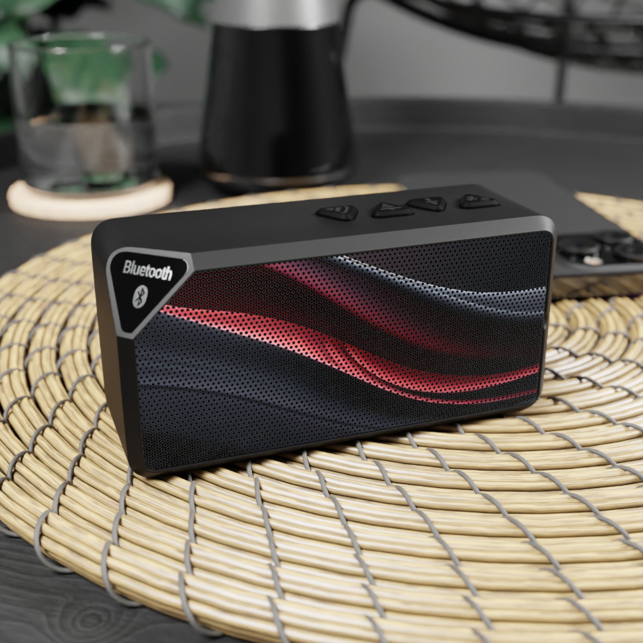 Portable Bluetooth Speaker – Compact Wireless Speaker with Wave Grill Design