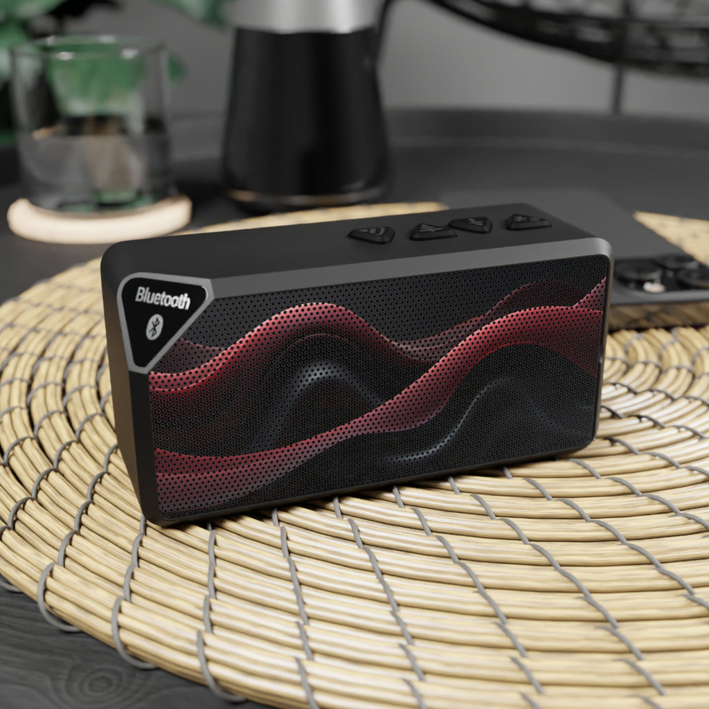 Portable Bluetooth Speaker — Red Wave Mesh Grill