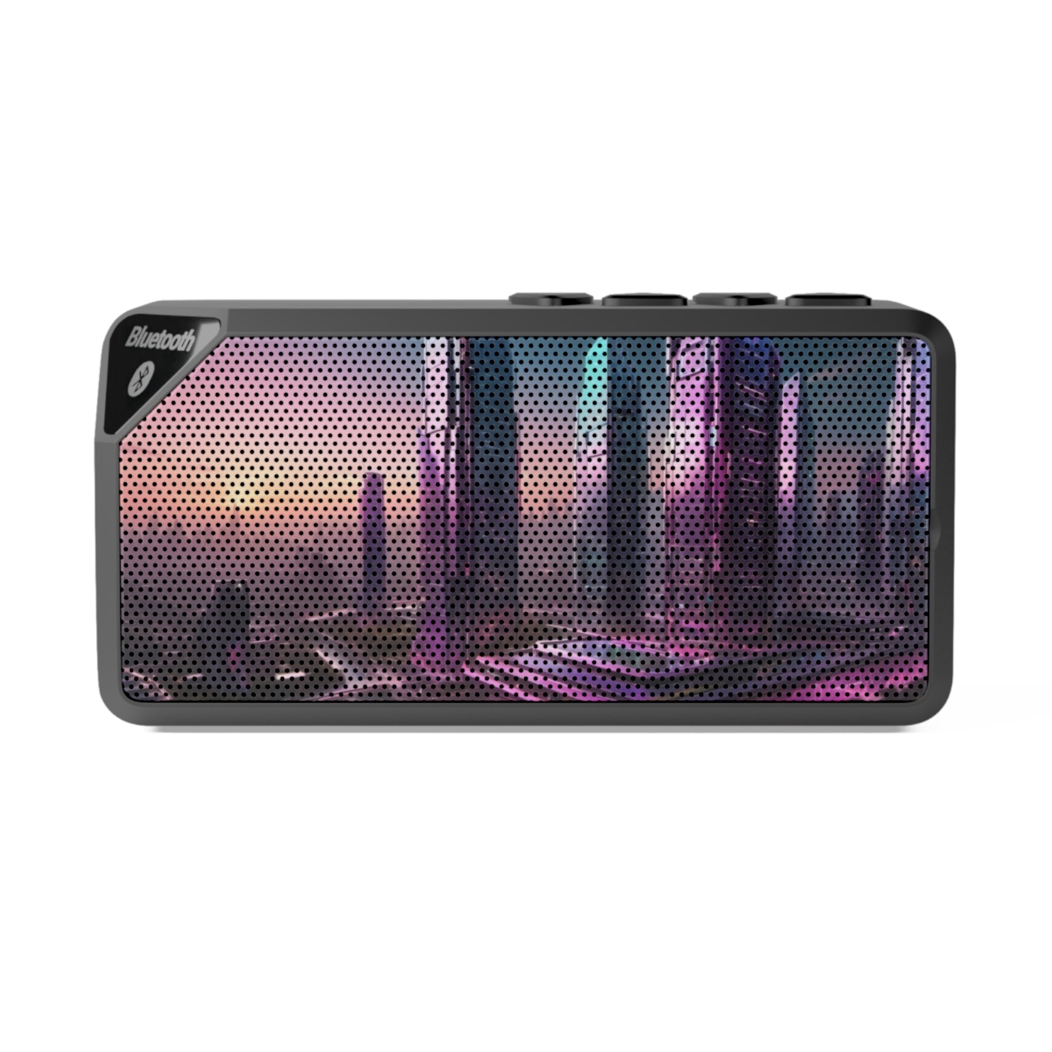 Bluetooth Speaker — Futuristic Neon Cityscape Design