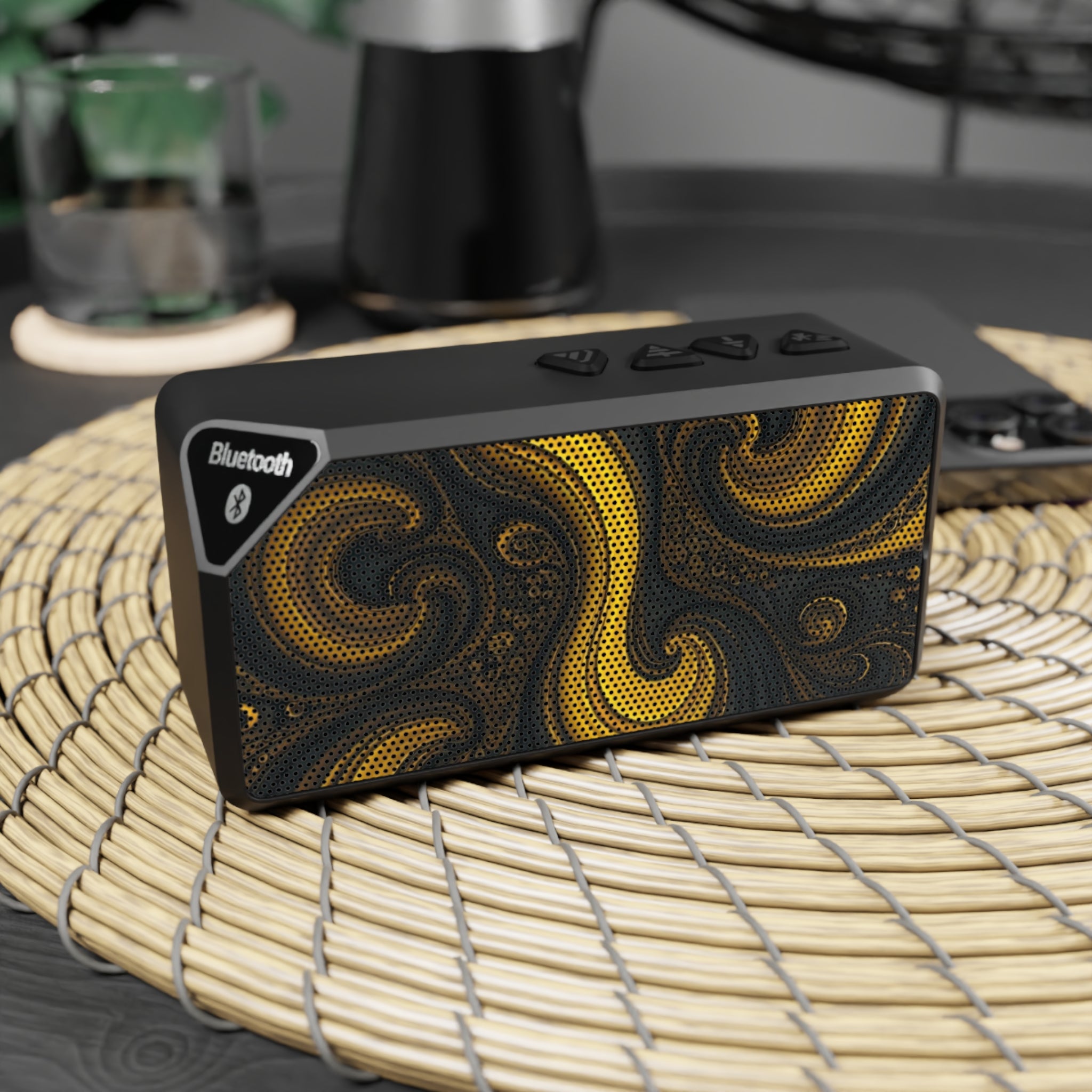 Bluetooth Speaker — Gold Swirl Portable Speaker