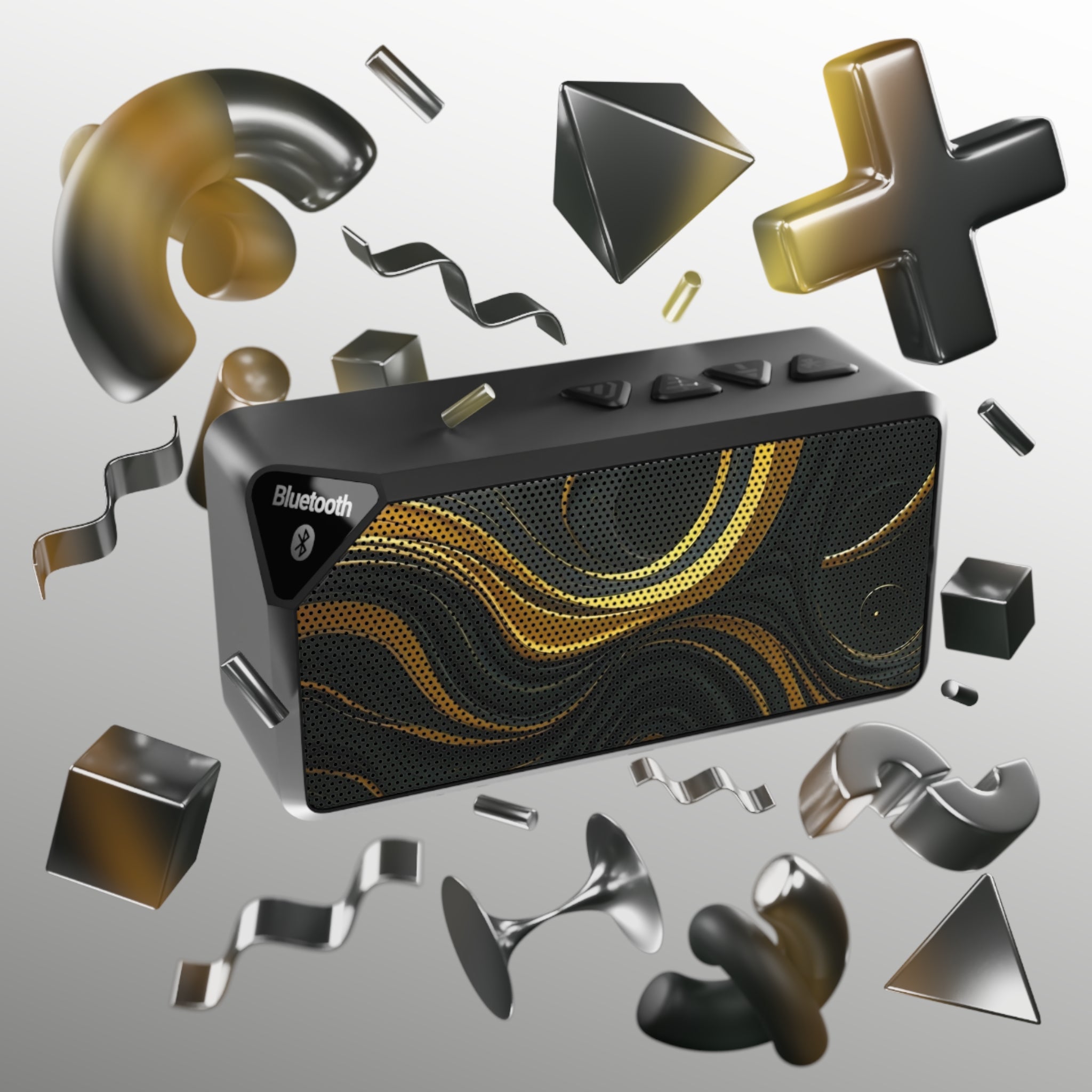 Bluetooth Speaker — Gold Swirl Portable Speaker (Jabba Design)