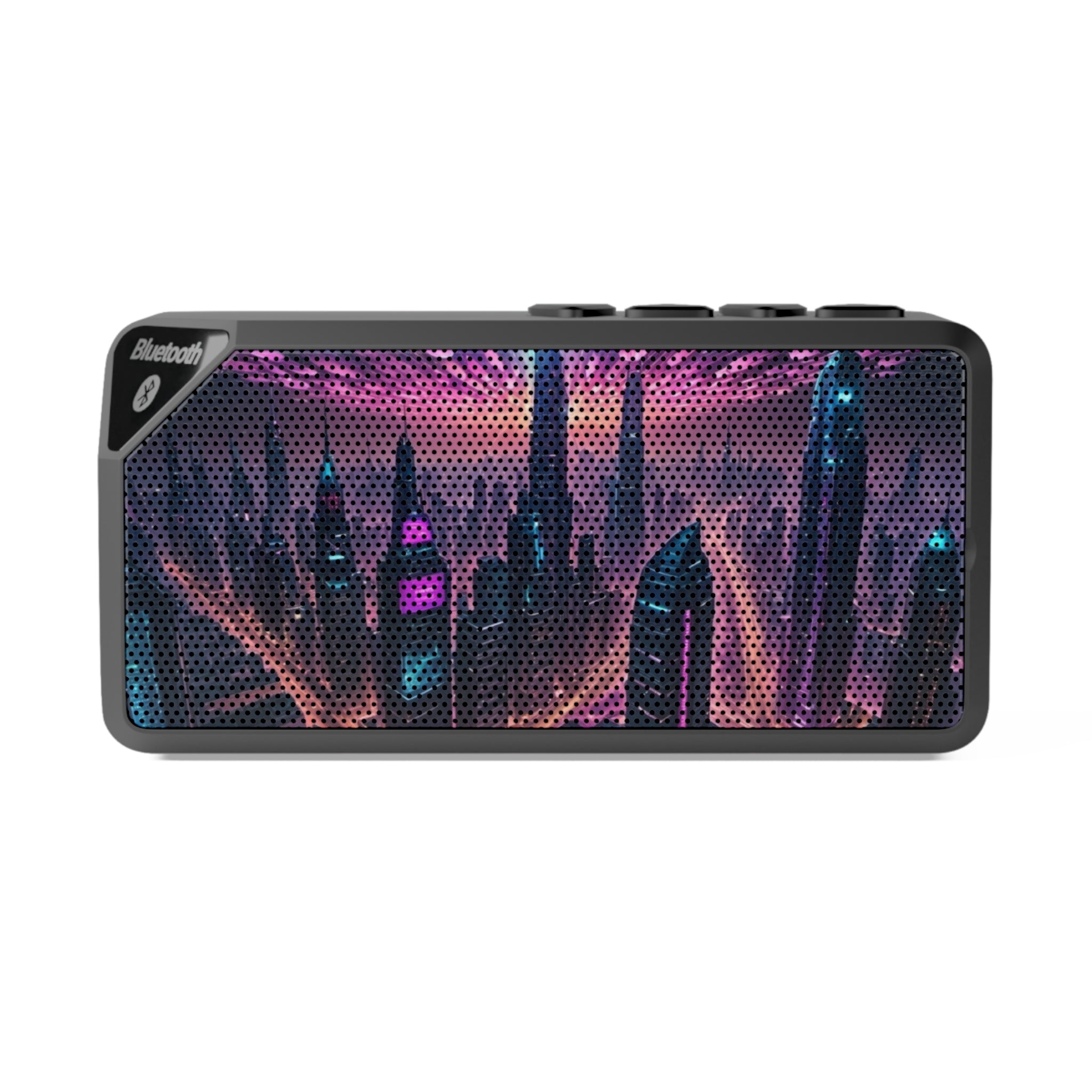 Bluetooth Speaker — Neon Futuristic Cityscape Design