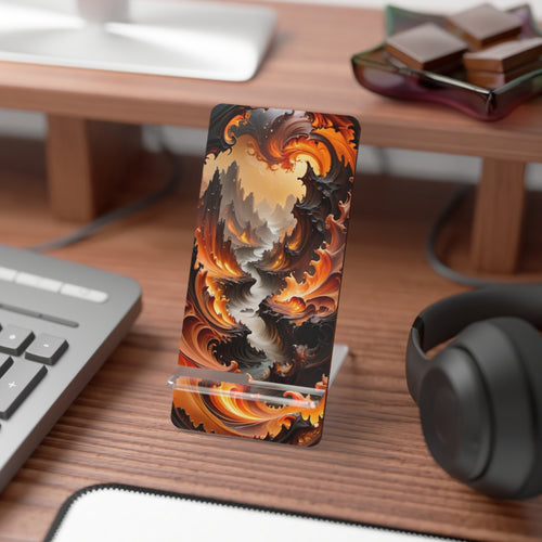 Abstract Flame Swirl Phone Stand — Foldable Mobile Display Stand for Smartphones