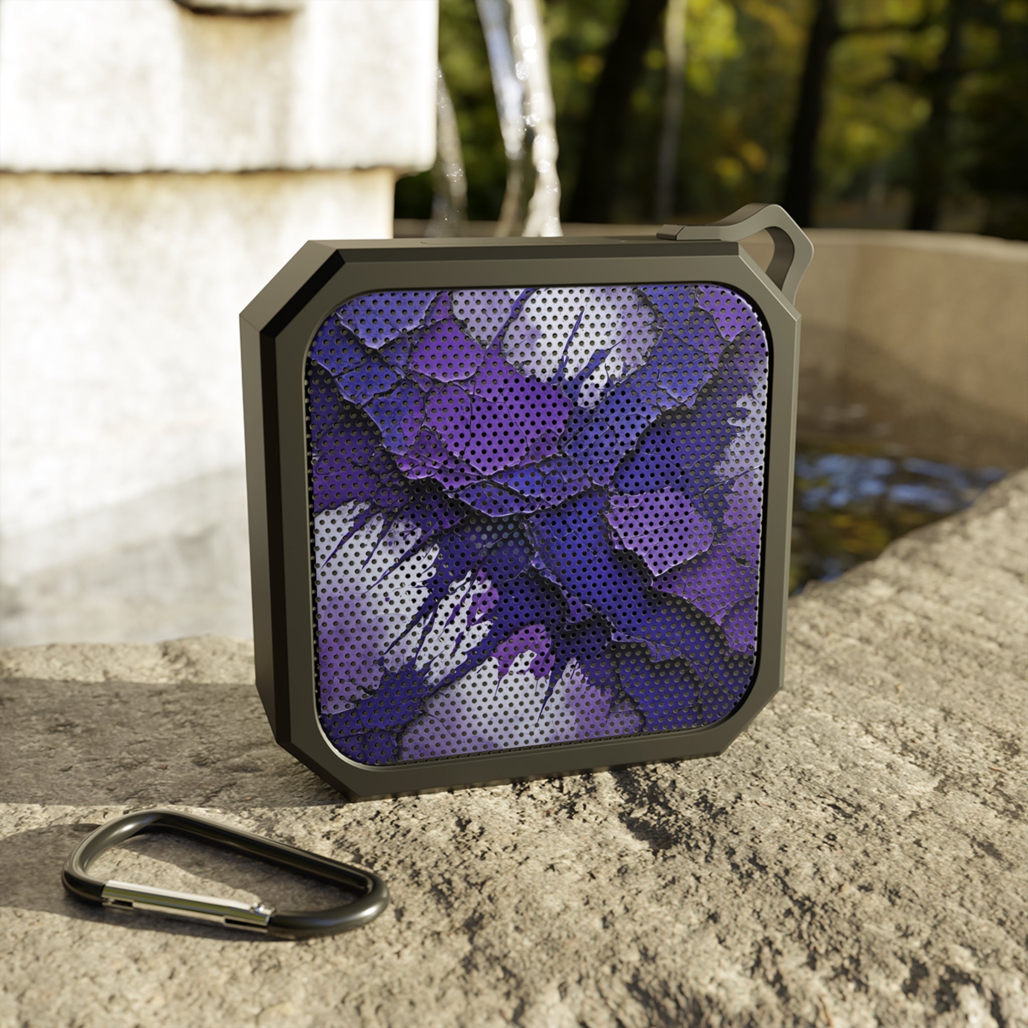 Portable Outdoor Bluetooth Speaker — Purple Marble Splash Design