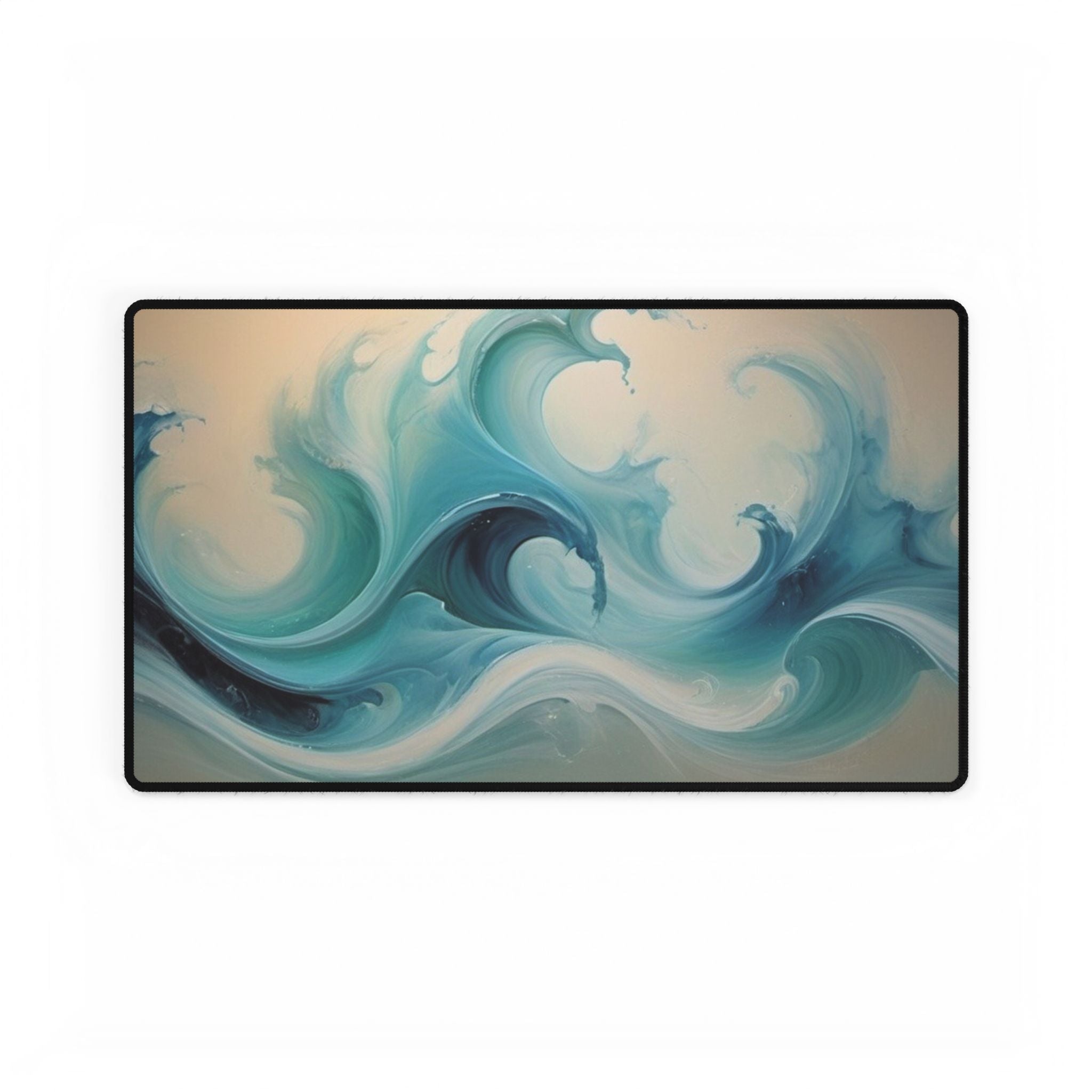 Aqua Wave Desk Mat — Ocean Swirl XL Mouse Pad for Home Office