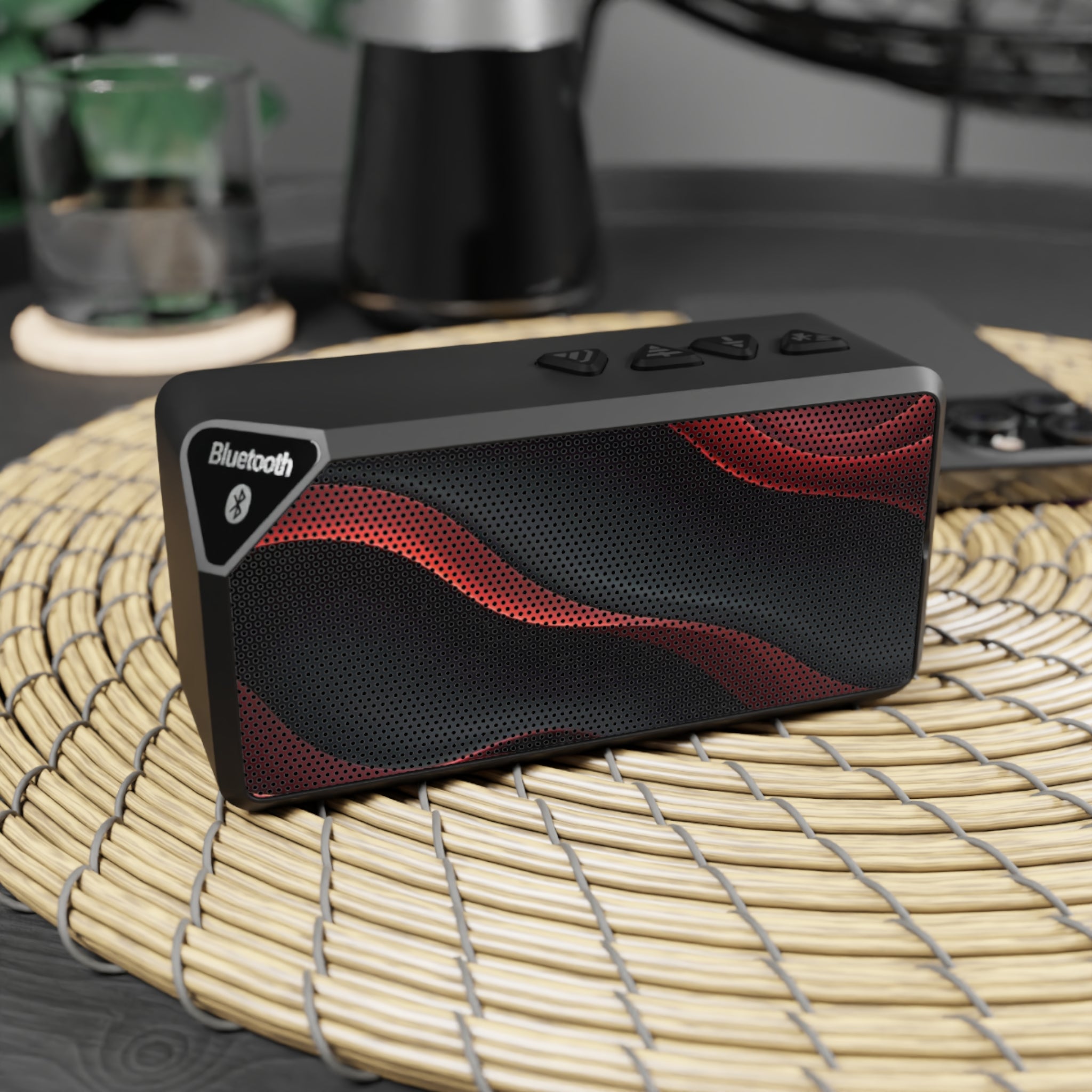 Portable Bluetooth Speaker — Red Wave Grill Design