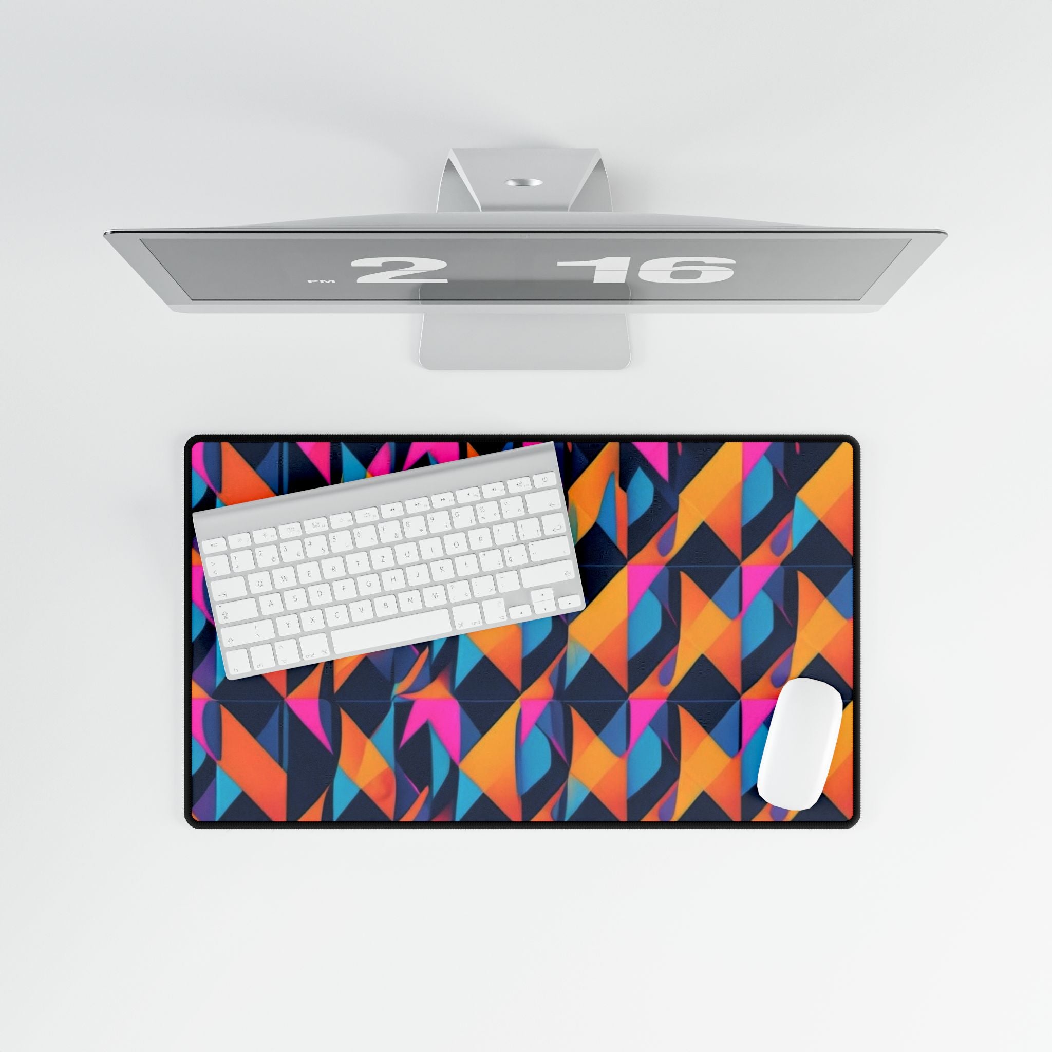 Abstract Neon Geometric Desk Mat — Colorful Gamer & Office Mouse Pad