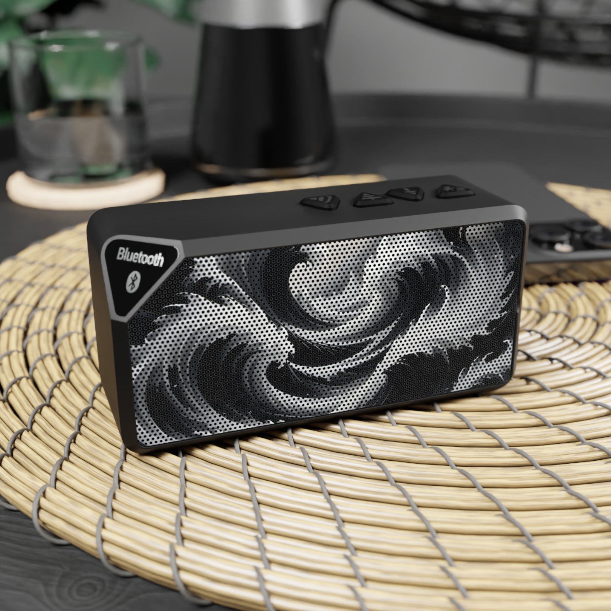 Bluetooth Speaker — Black Swirl Portable Speaker
