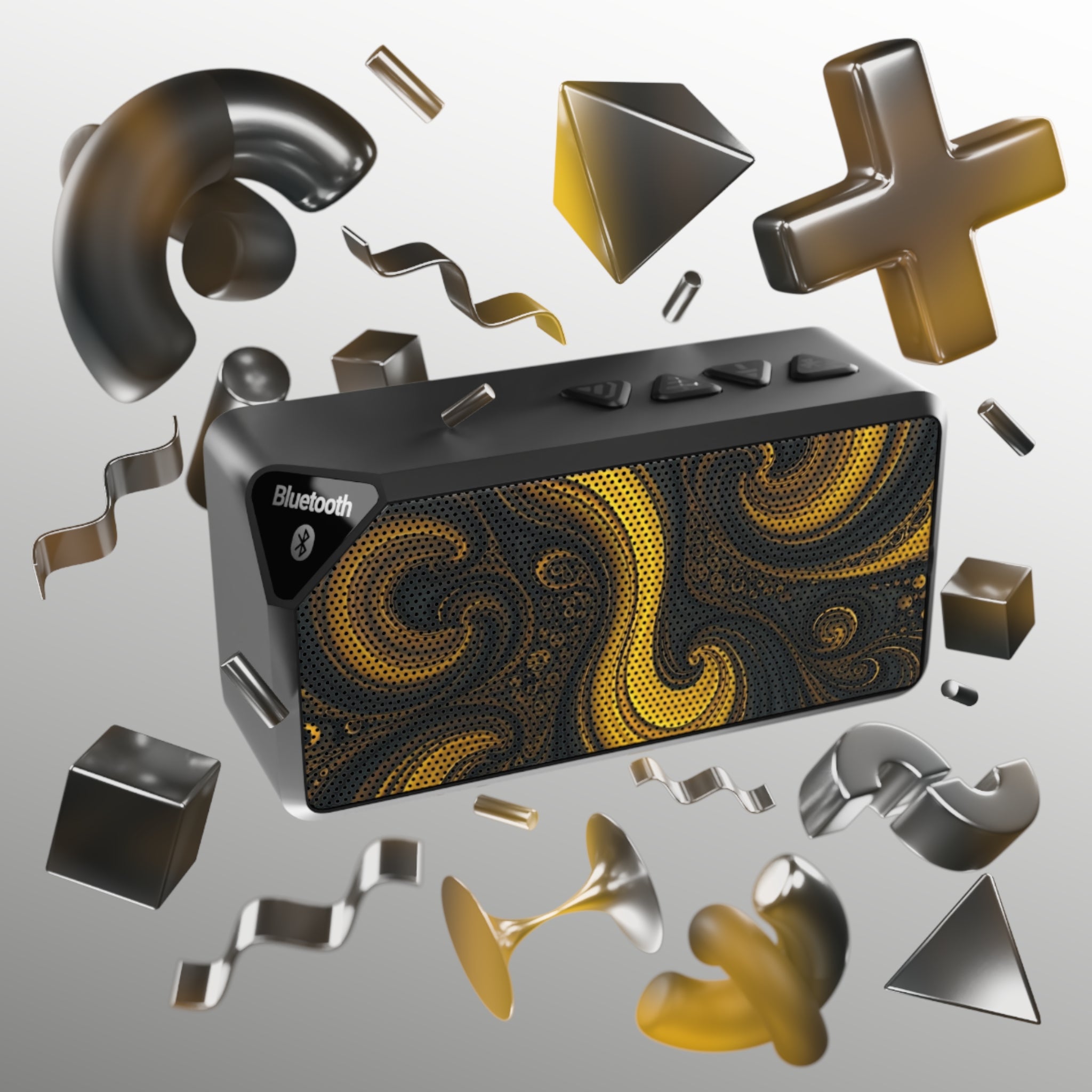 Bluetooth Speaker — Gold Swirl Portable Speaker