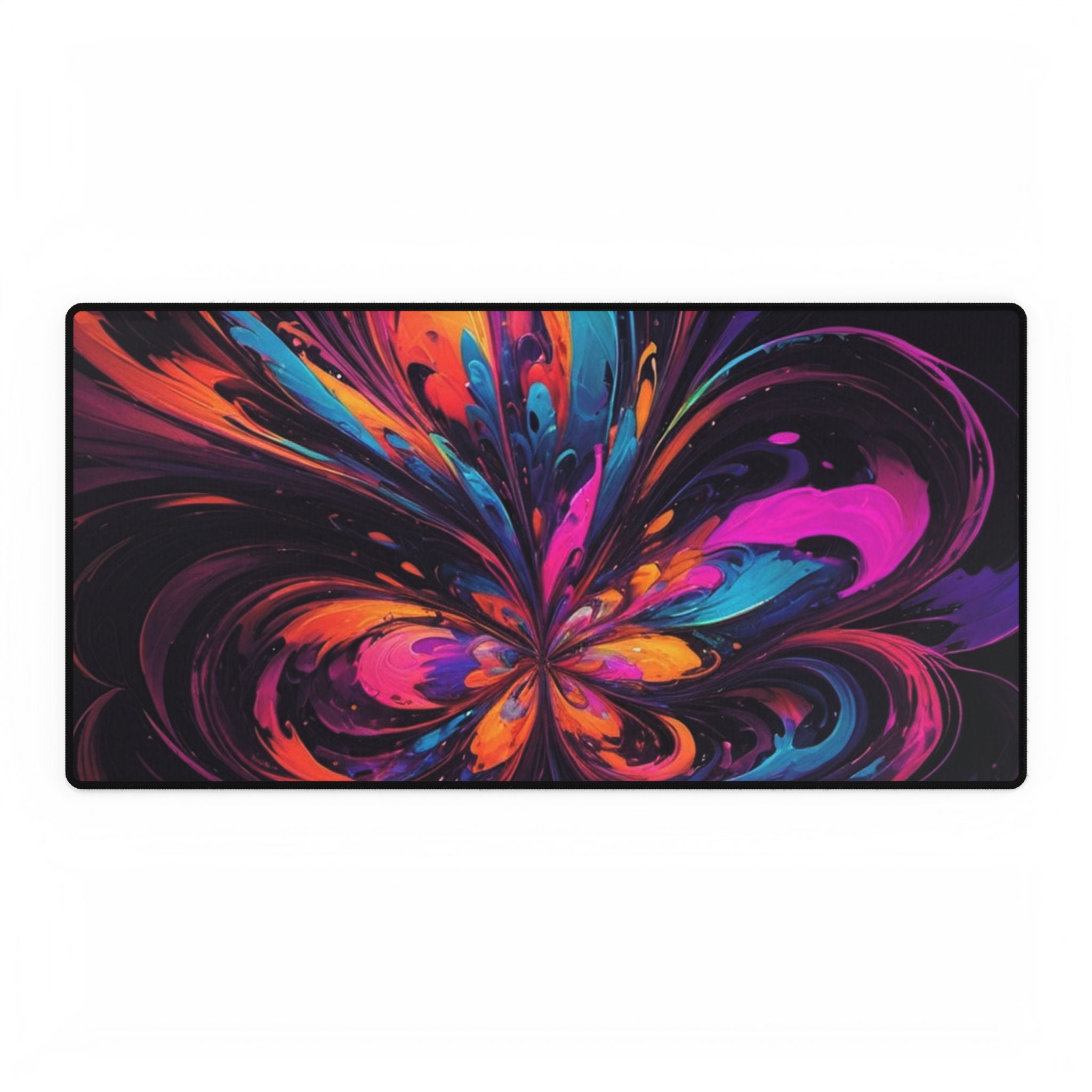 Abstract Neon Swirl Desk Mat — Large RGB Mousepad for Gaming & Creative Desks