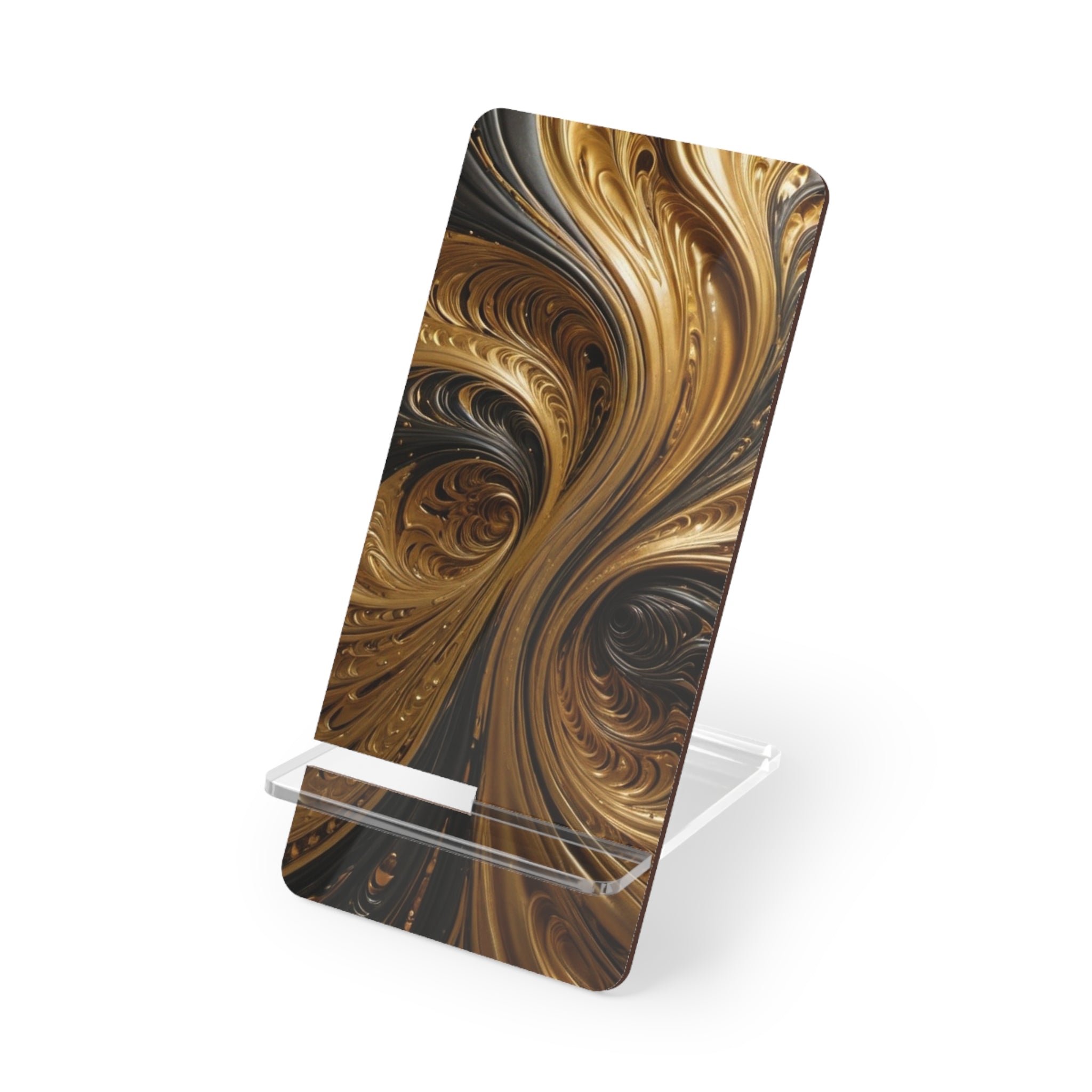 Acrylic Phone Stand — Elegant Gold Swirl Mobile Display Stand