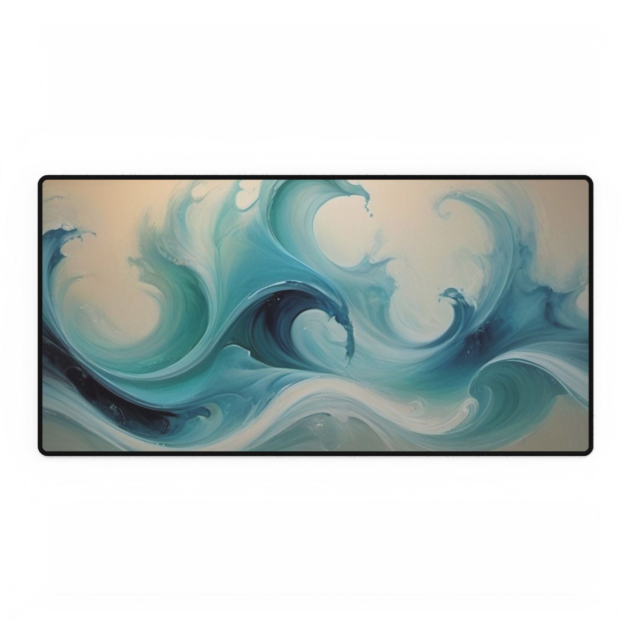 Aqua Wave Desk Mat — Ocean Swirl XL Mouse Pad for Home Office