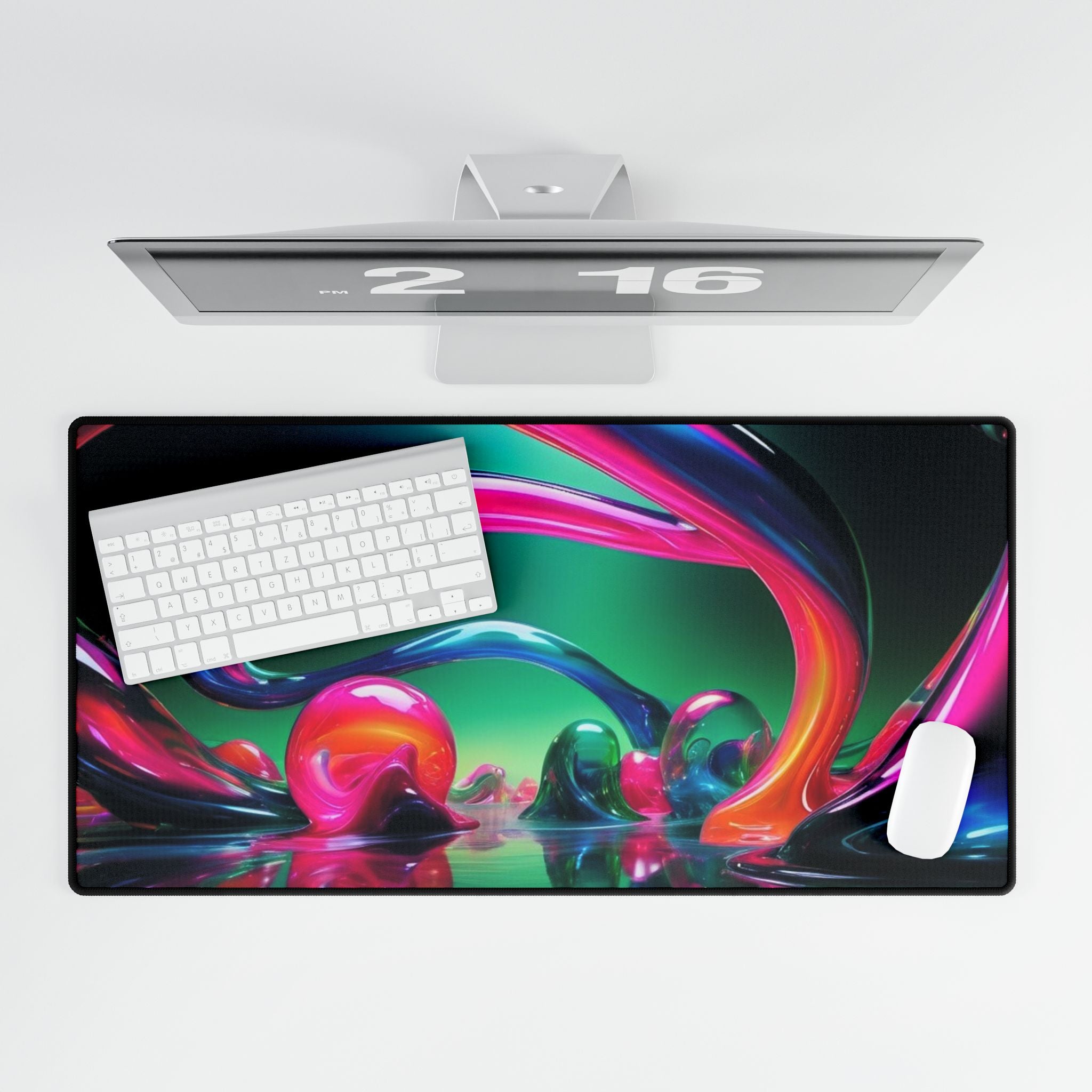 Abstract Neon Swirl Desk Mat — Large RGB Gaming Mousepad