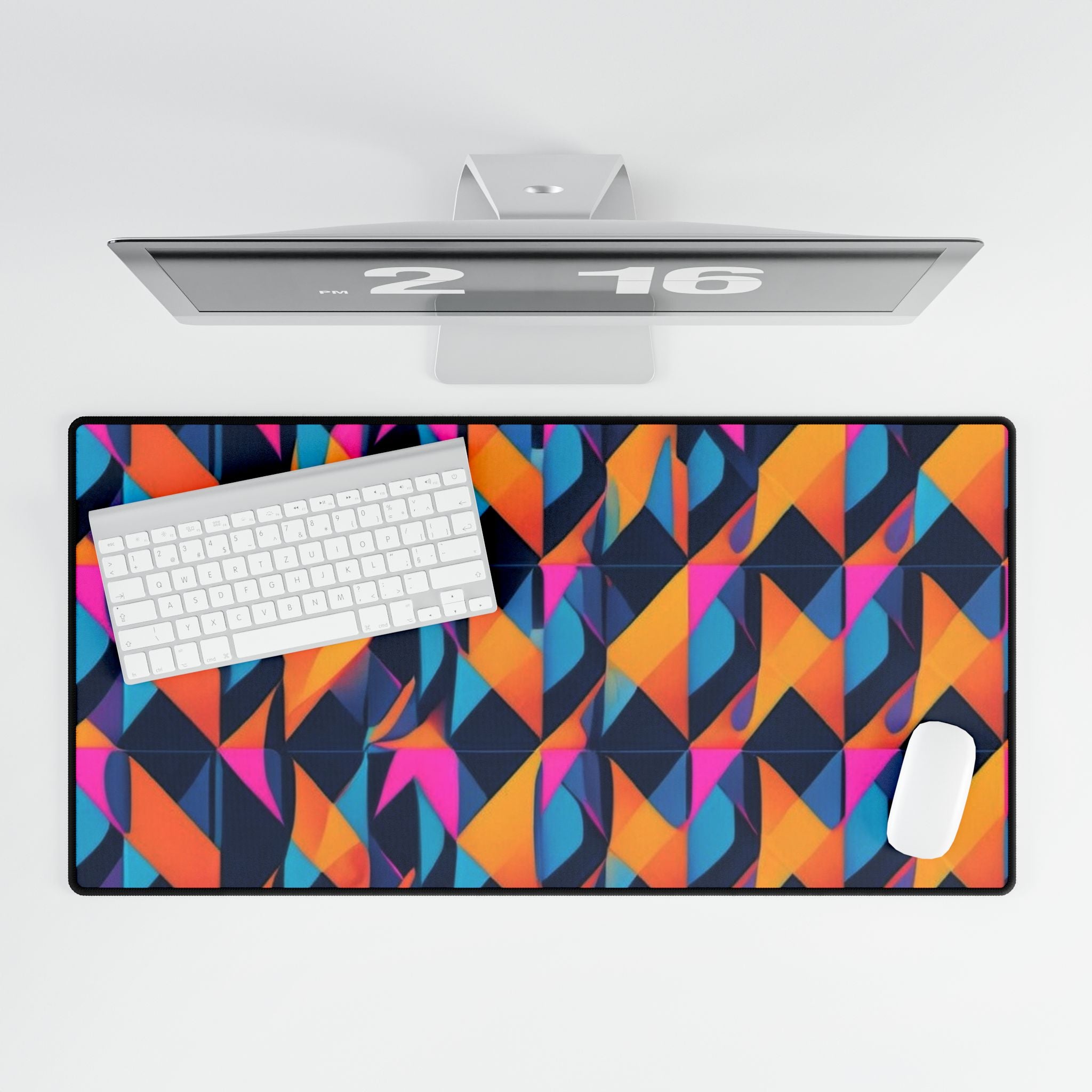 Abstract Neon Geometric Desk Mat — Colorful Gamer & Office Mouse Pad