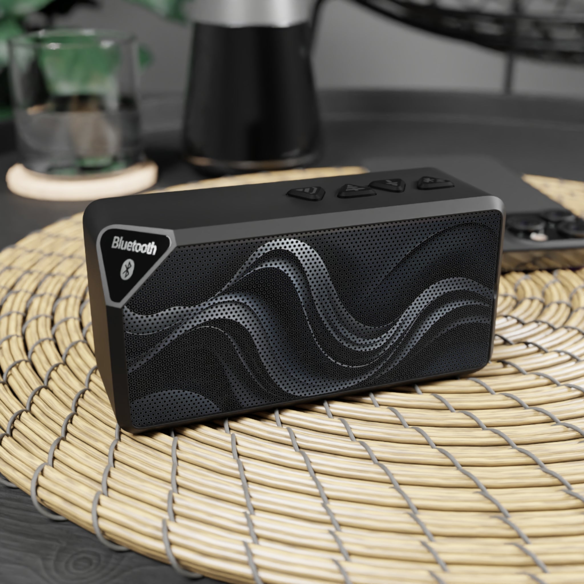 Portable Bluetooth Speaker – Compact Wireless Speaker with Wave Grill Design