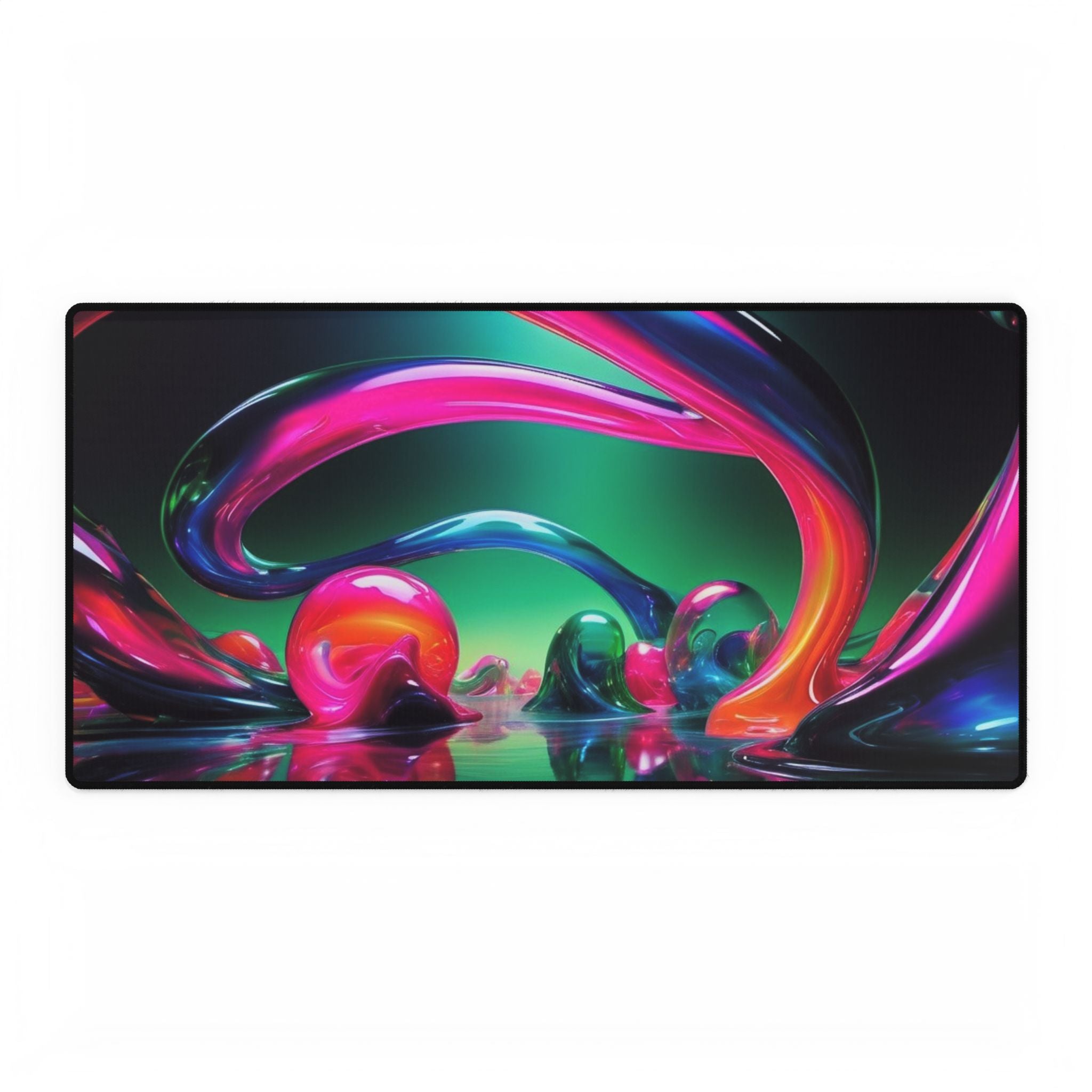 Abstract Neon Swirl Desk Mat — Large RGB Gaming Mousepad