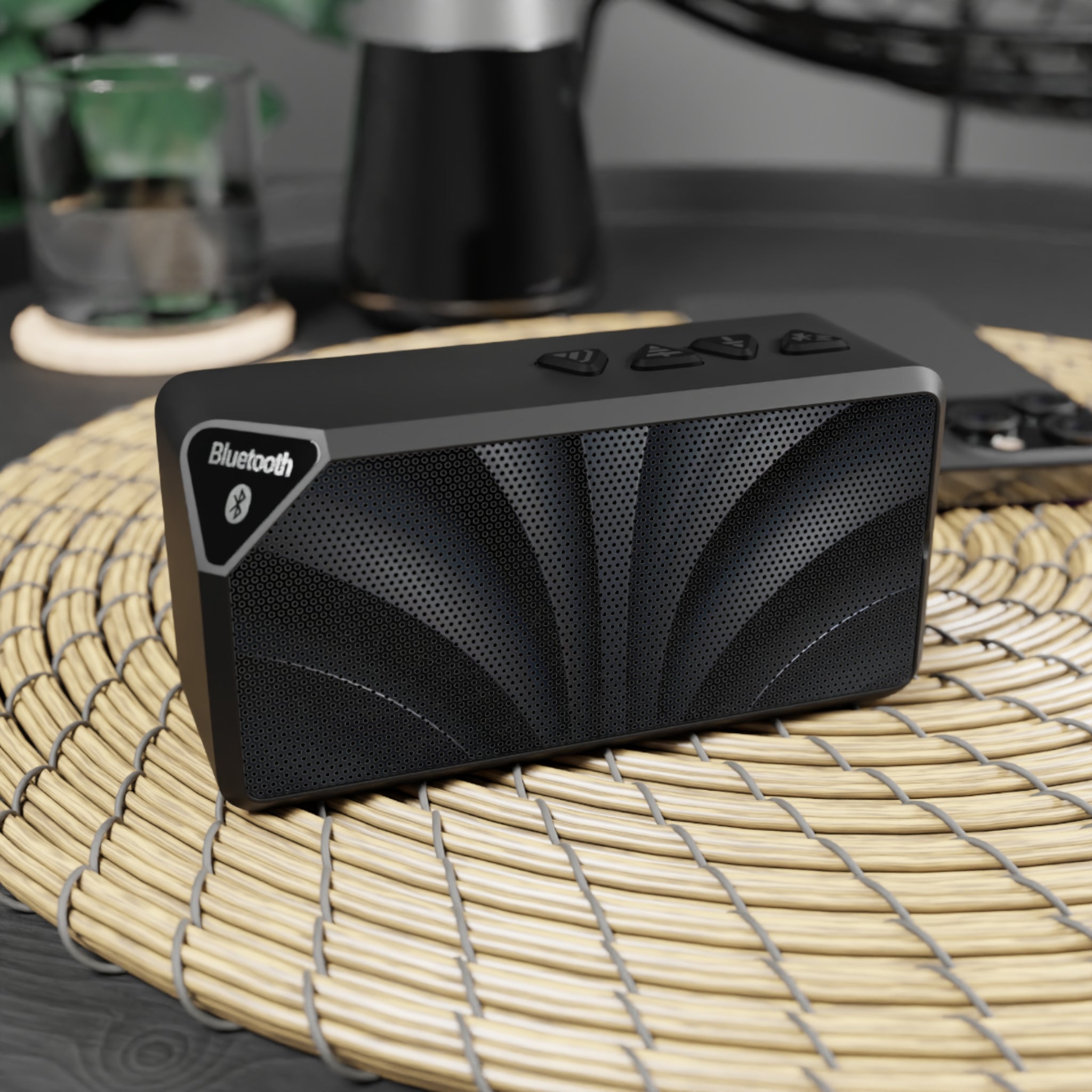 Portable Bluetooth Speaker – Compact Wireless Speaker with Wave Grill Design