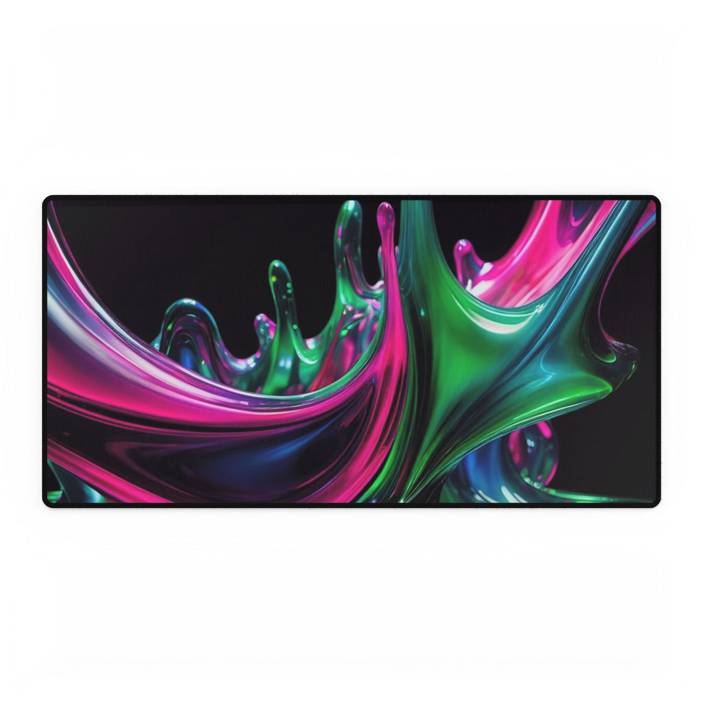Abstract Neon Splash Desk Mat — Large Gaming & Office Mouse Pad