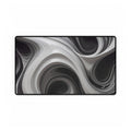 Black & White Swirl Desk Mat — Abstract Wave Gaming/Office Mousepad