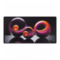 Abstract Glass Spheres Desk Mat — Vibrant Purple & Orange Decorative Mouse Pad