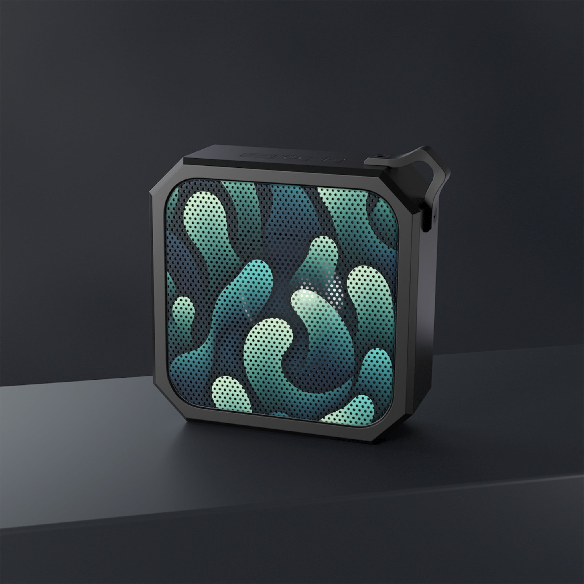 Blackwater Outdoor Bluetooth Speaker — Rugged Waterproof Portable Speaker with Teal Wave Design