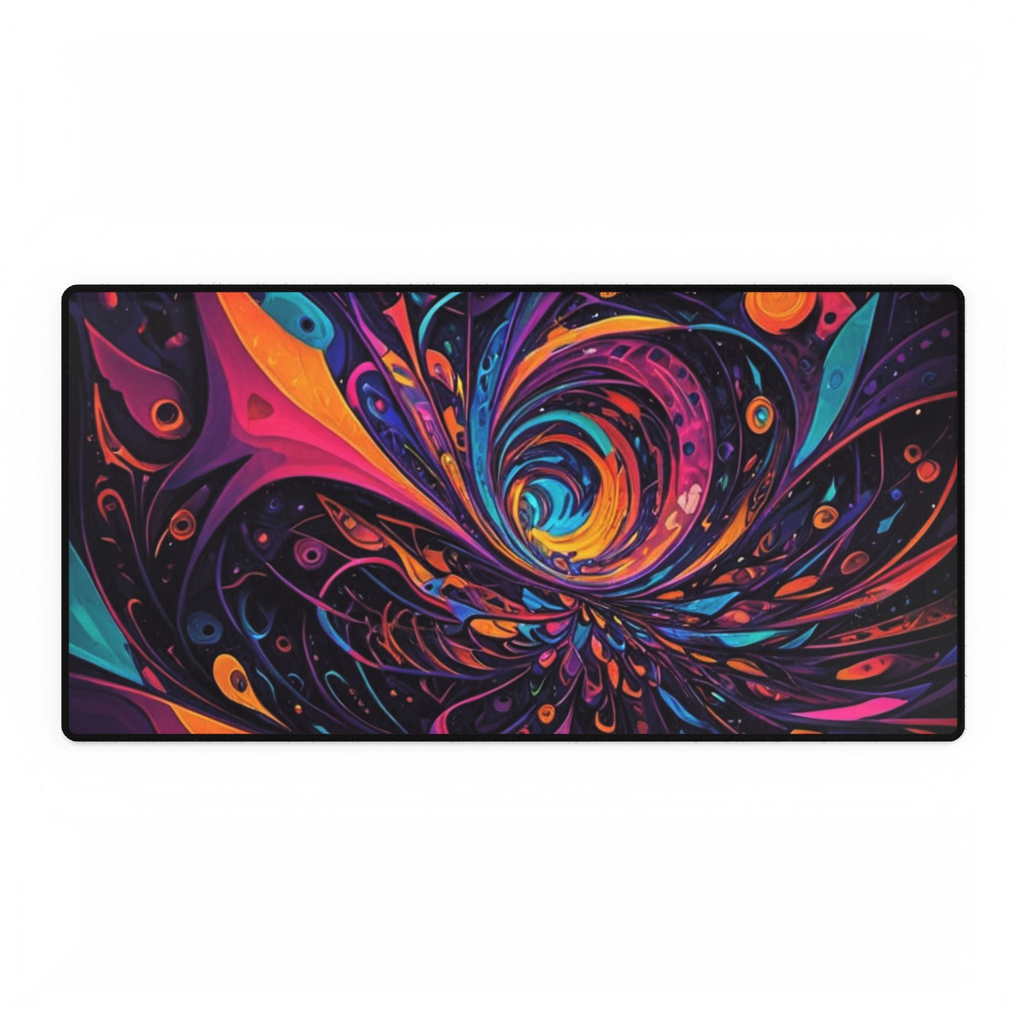 Abstract Vortex Desk Mat — Large Gaming & Office Mousepad with Colorful Psychedelic Swirl