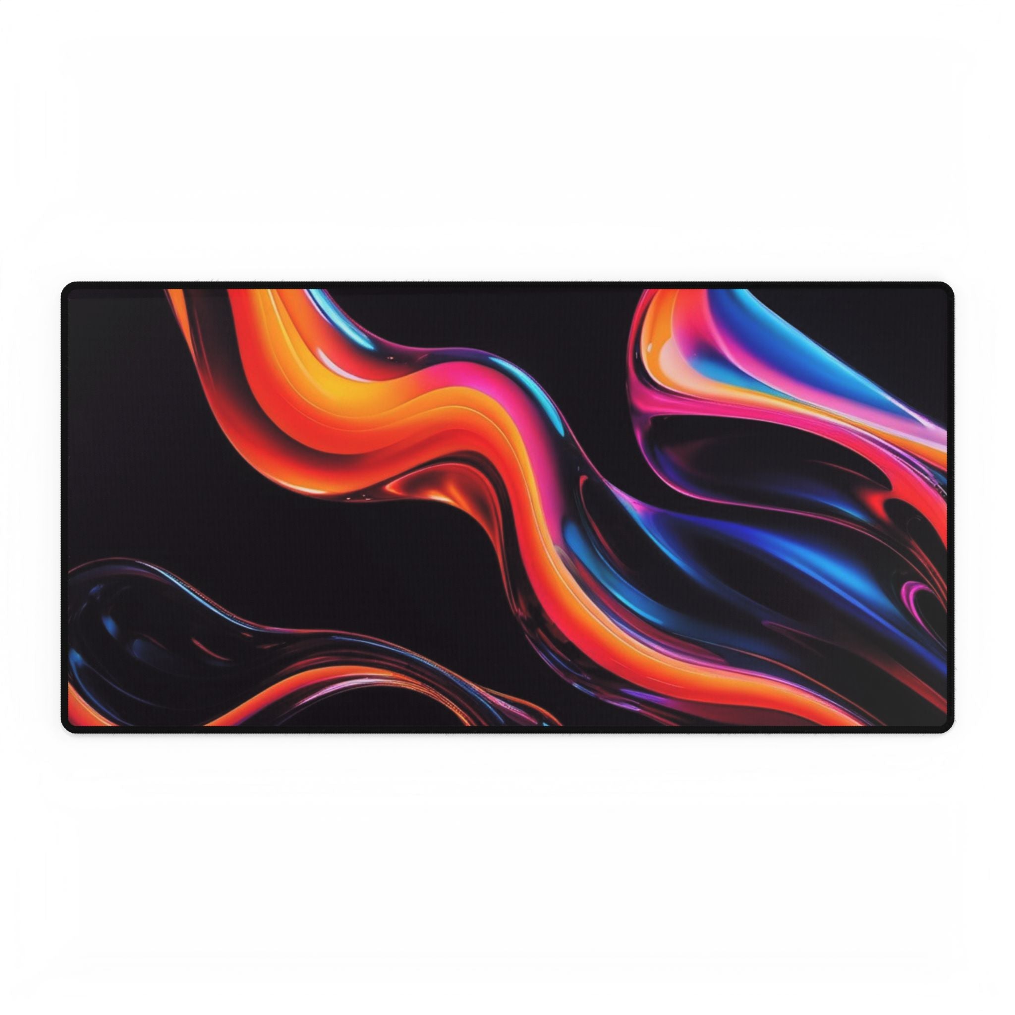 Abstract Neon Swirl Desk Mat — Oversized Gaming & Office Mousepad